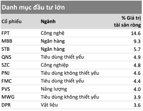 Danh mục cổ phiếu của các quỹ đầu tư lớn nhất Việt Nam hiện nay